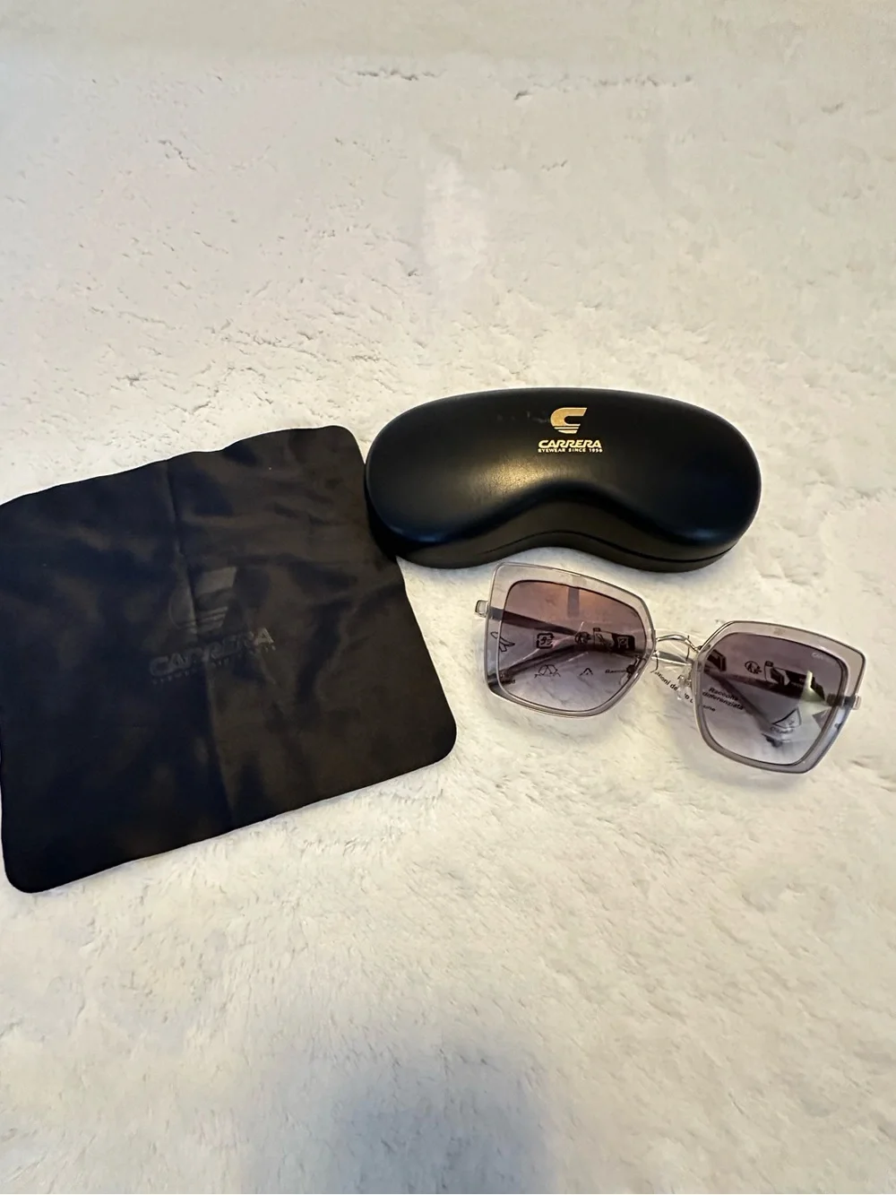 Carrera Women’s Gold Frame Gray Gradient Sunglasses with Subtle Silver Trim